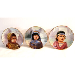 Native American Children's Portraits on 4 inch plates by Perillo by Artaffects